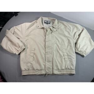 Ixspa Cream Lightweight Snap bomber Jacket Men’s Medium Elastic Hem Minimalist